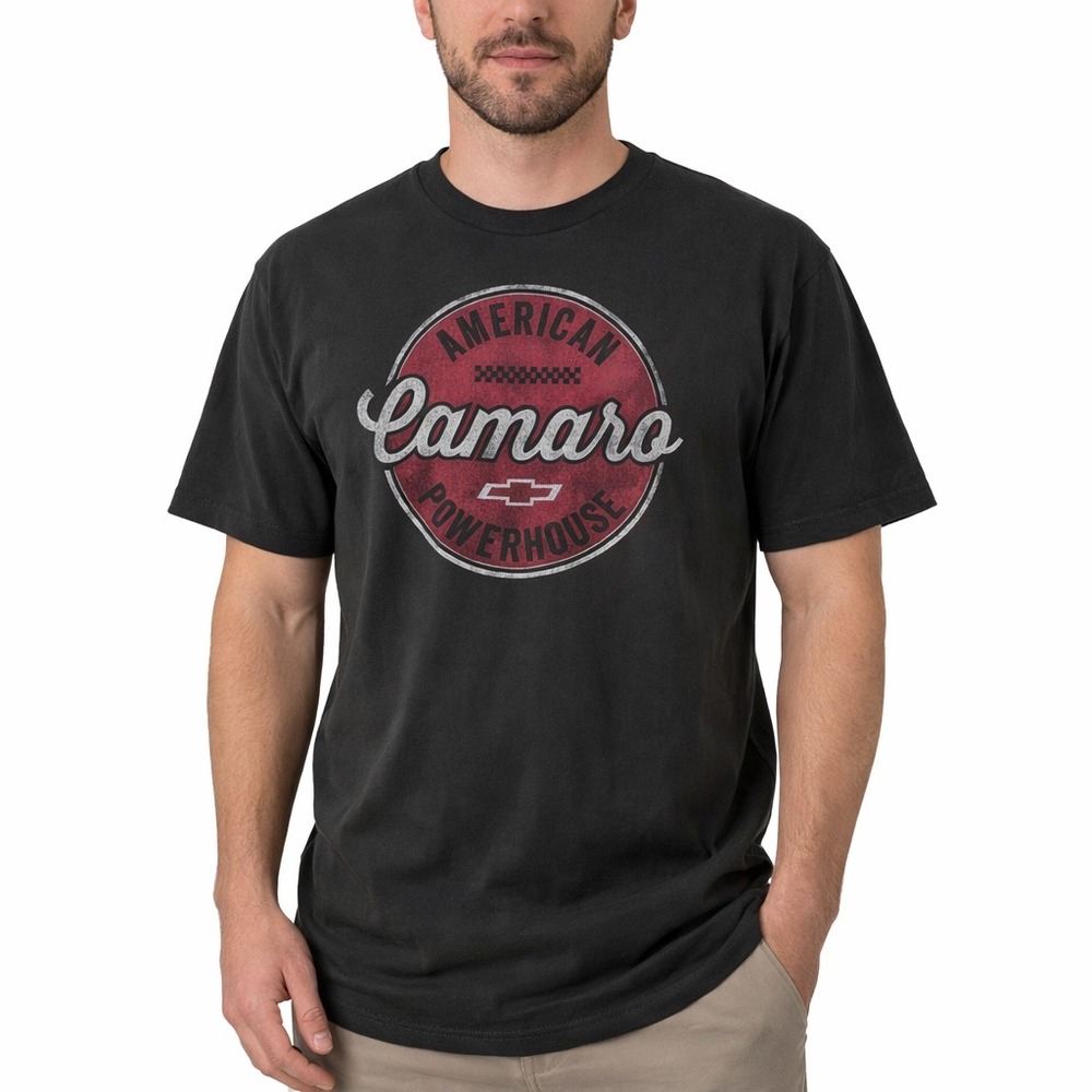 GM Chevrolet Camaro Graphic Tee Shirt Men L Large Black American Powerhouse‎ Tee